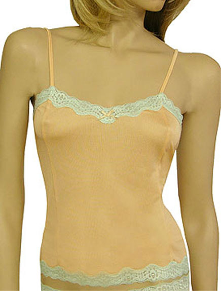 Mary Green Silk Knit Camisole with Lace