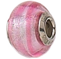 Zable Pink Stripe Murano Glass Bead