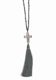 Zacasha Tassel Necklace with Cross