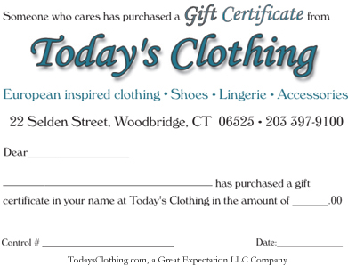 Today's Clothing Gift Certificate